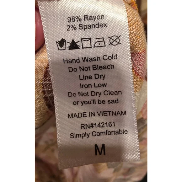 LuLaRoe Floral Dress – Size Medium – Mustard/Pink Retro Print - Picture 5 of 5